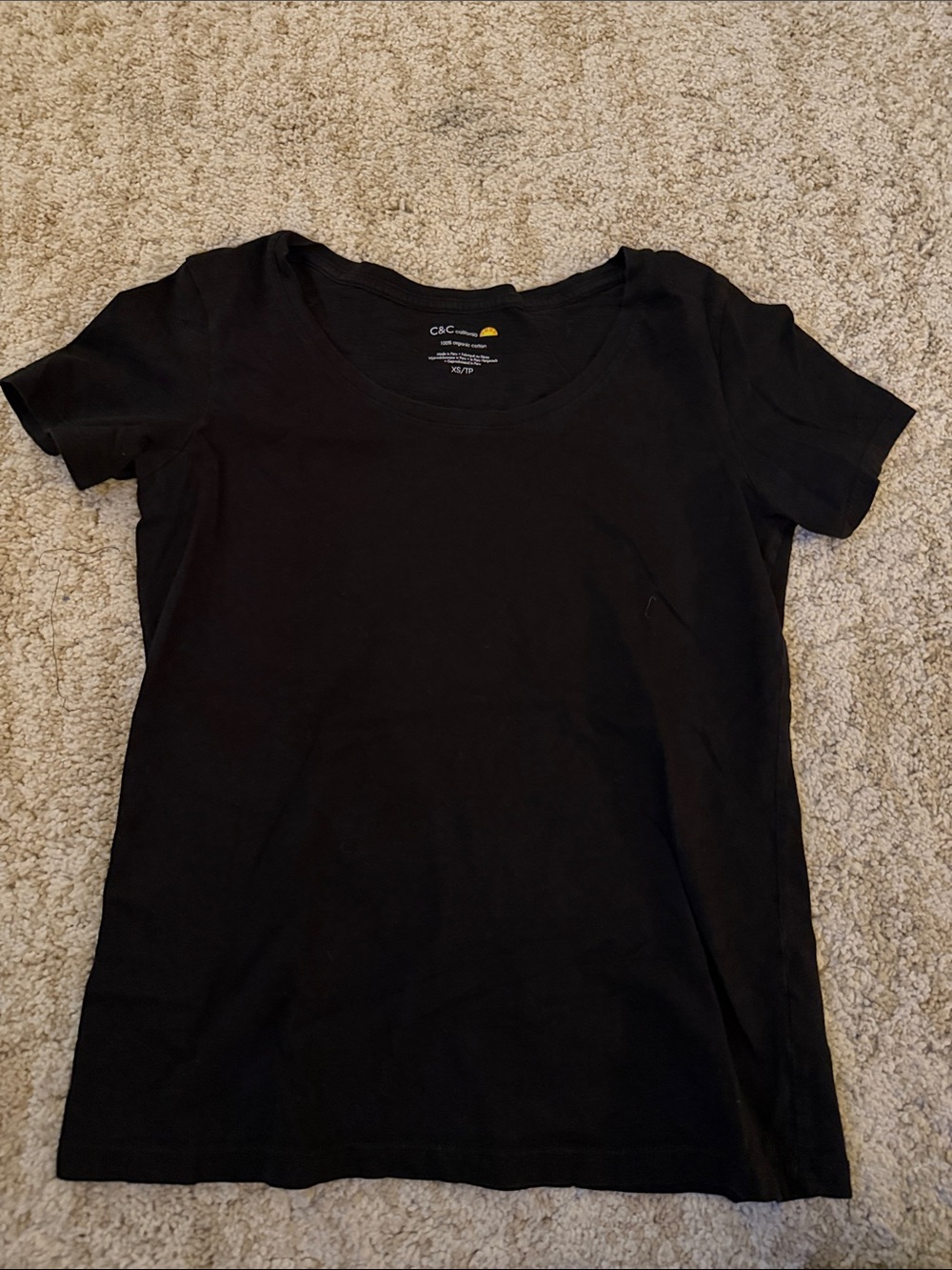 C&C California Black Scoop Neck Short Sleeve Tee XS